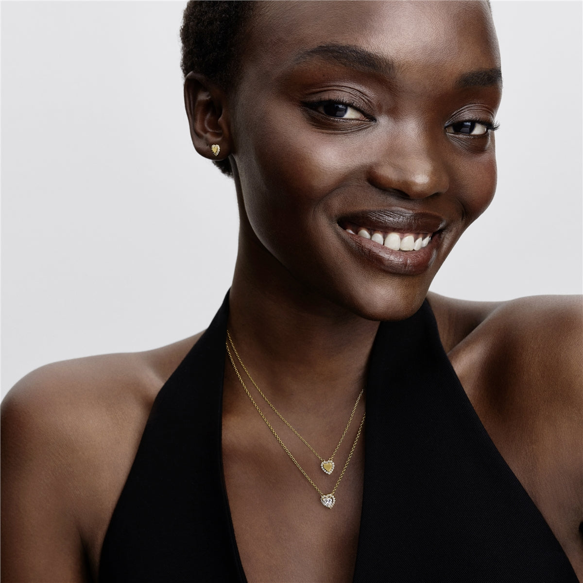 Pandora Gold Engravable Heart Halo Collier Necklace