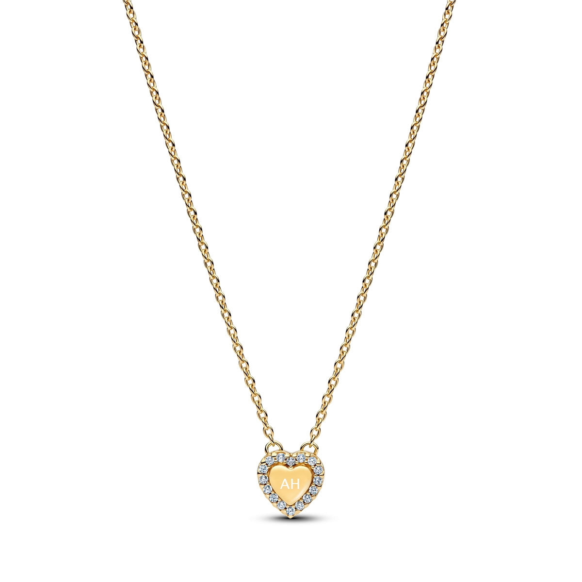 Pandora Gold Engravable Heart Halo Collier Necklace