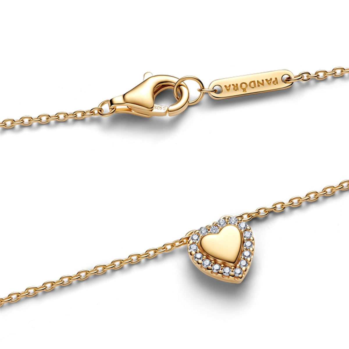 Pandora Gold Engravable Heart Halo Collier Necklace