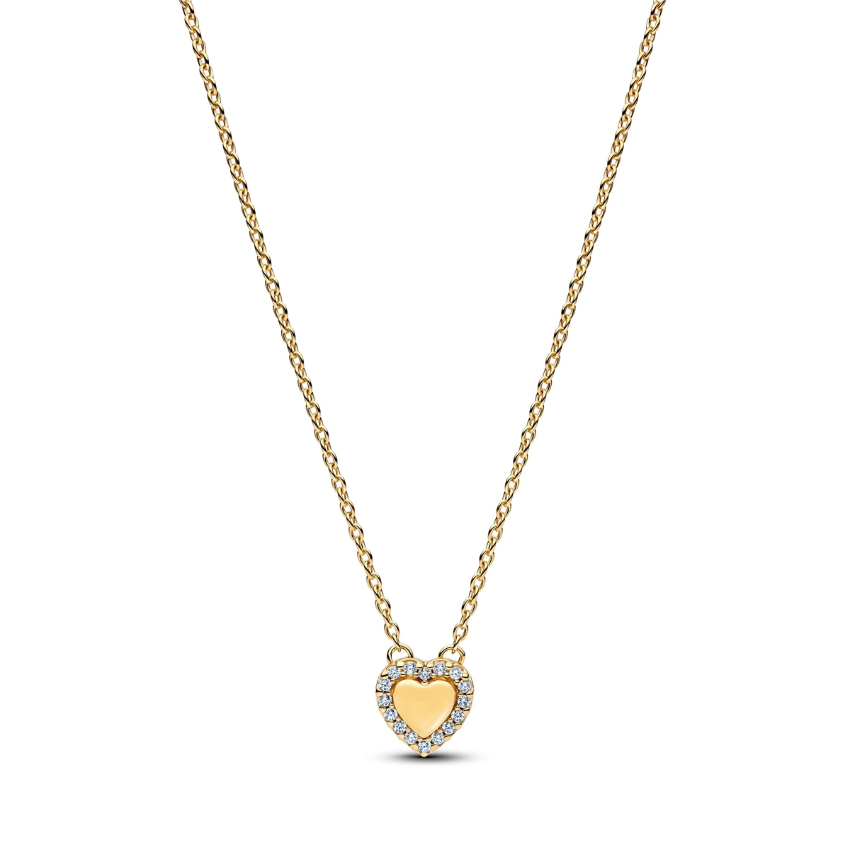 Pandora Gold Engravable Heart Halo Collier Necklace
