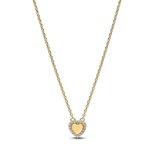 Pandora Gold Engravable Heart Halo Collier Necklace