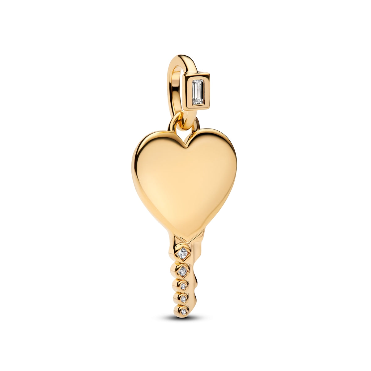 Pandora Gold Engravable Heart Key Pendant