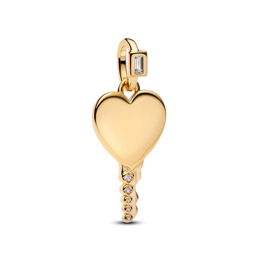 Pandora Gold Engravable Heart Key Pendant