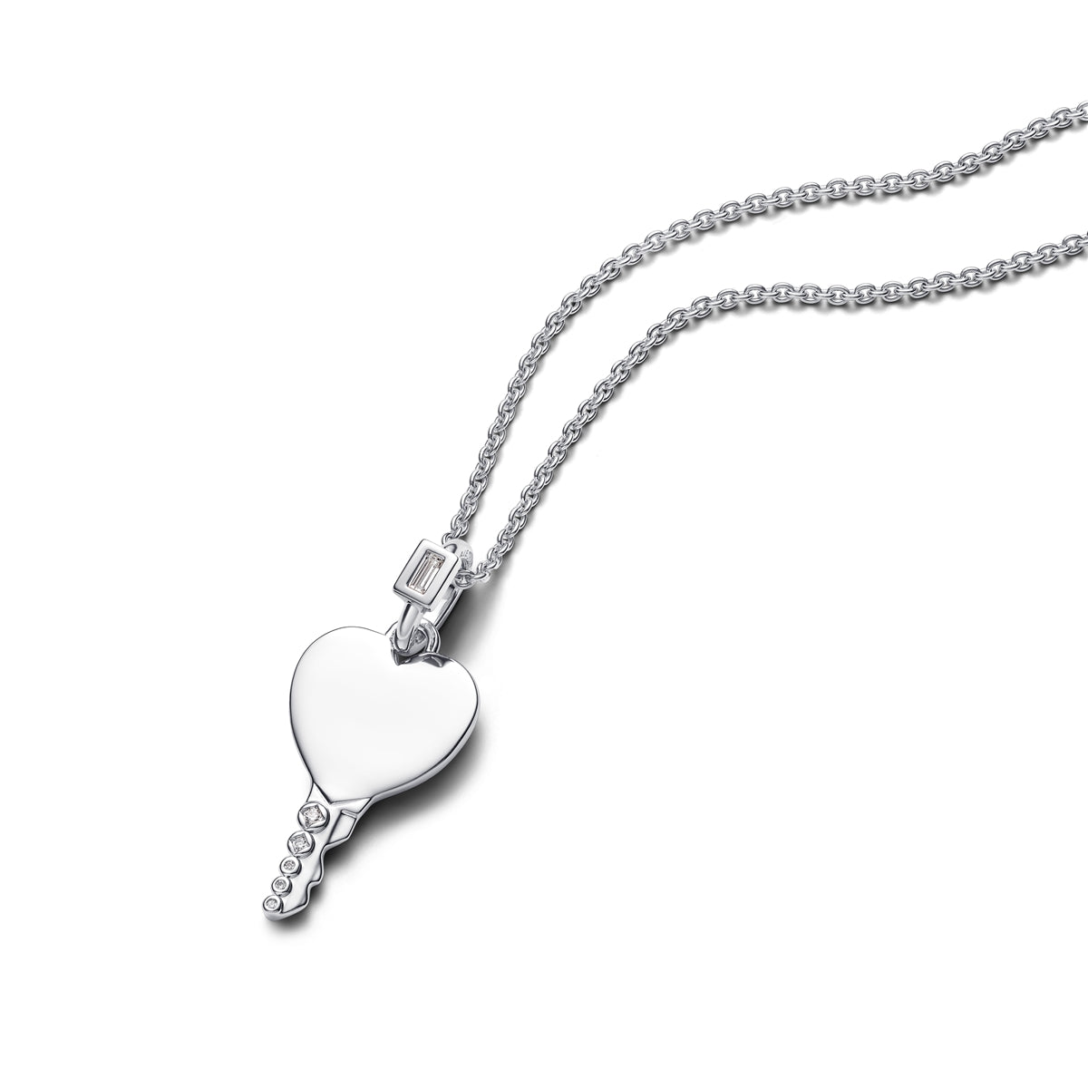 Pandora Silver Engravable Heart Key Pendant