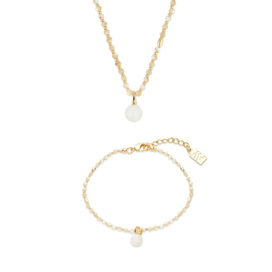 August Woods Gold Nude Shell Drop Bead Gift Set