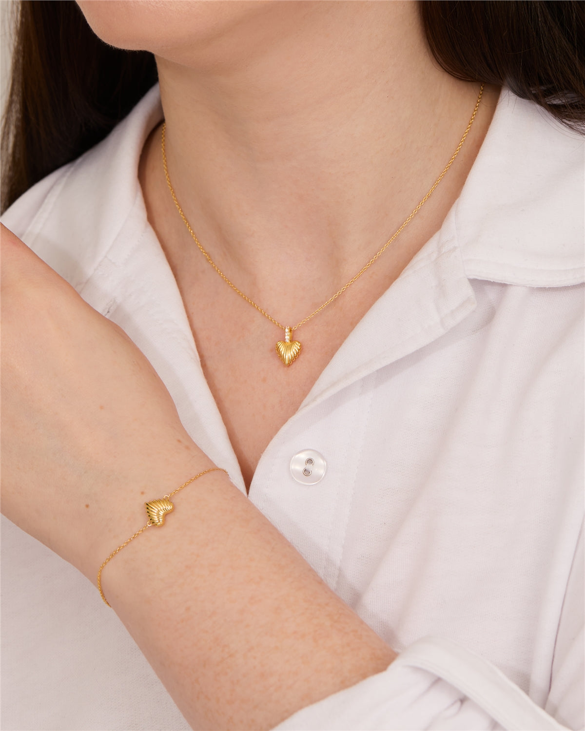 Argento Gold Wave Heart Gift Set