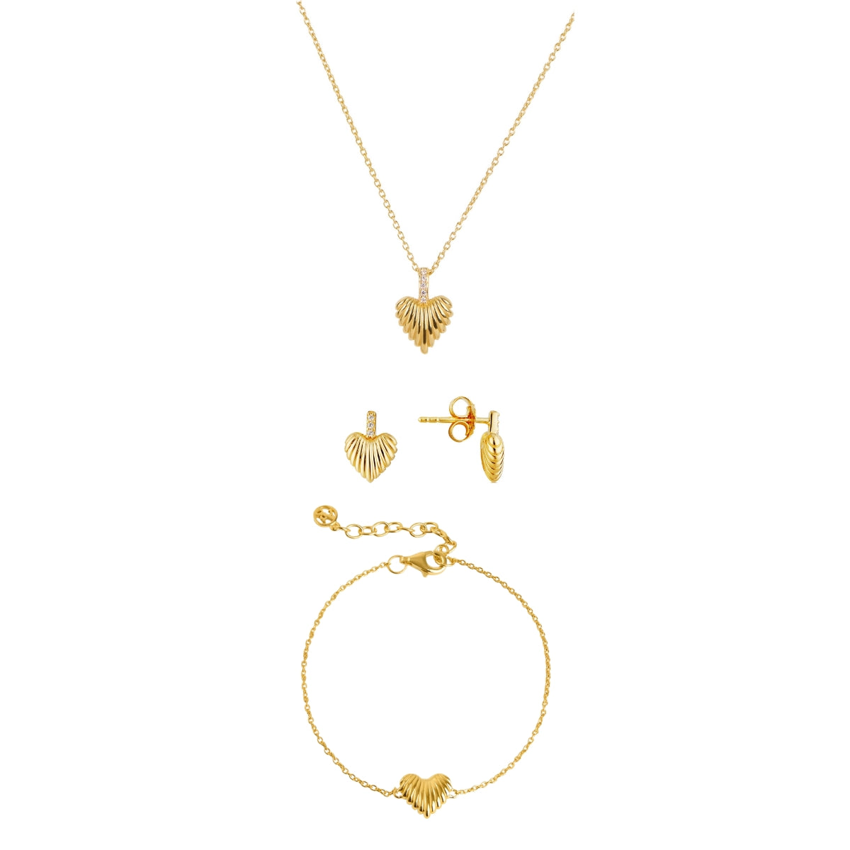Argento Gold Wave Heart Gift Set