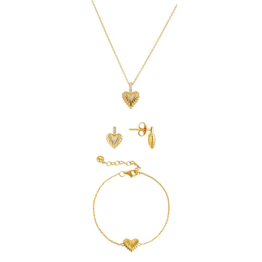 Argento Gold Wave Heart Gift Set