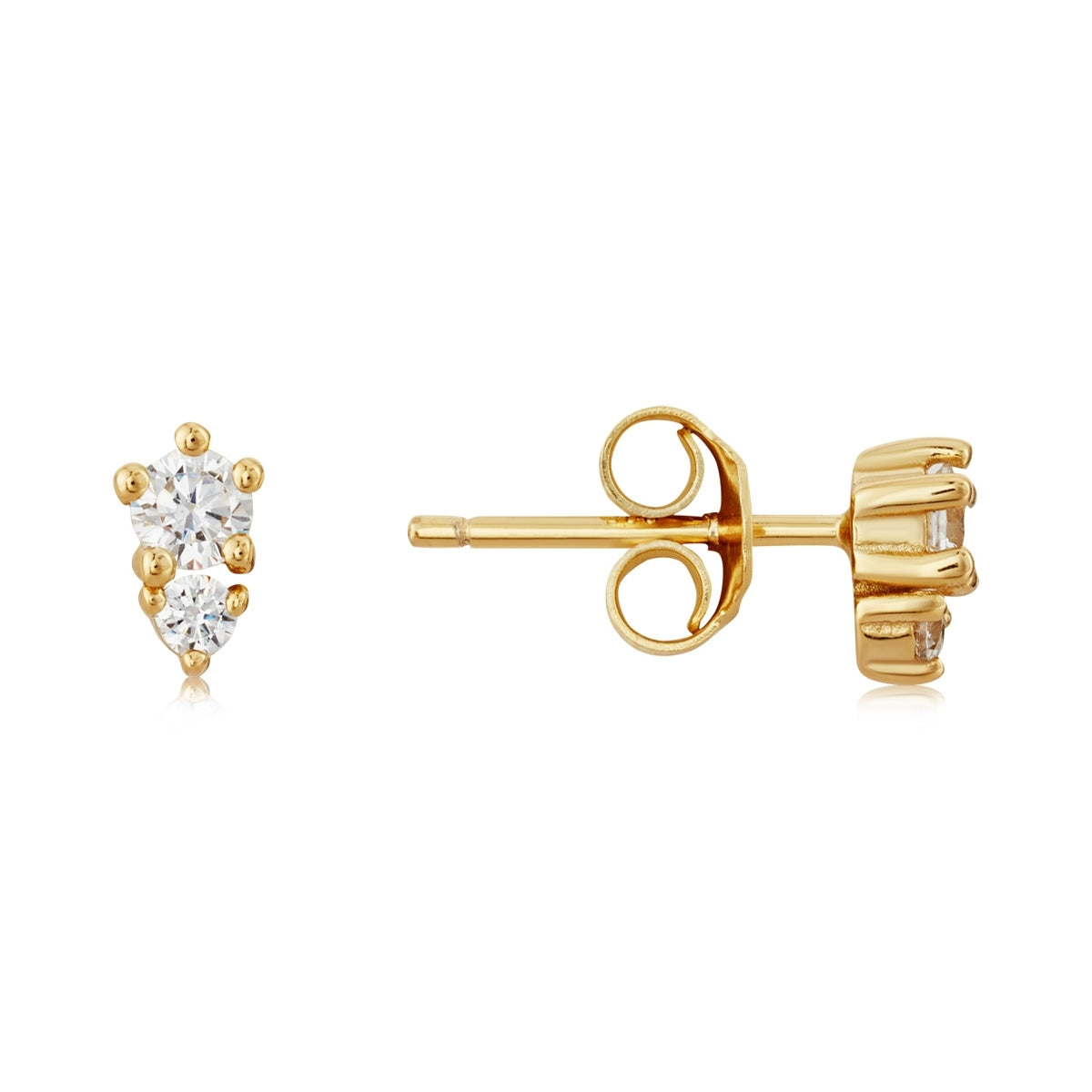 Argento Gold White CZ Heart Earring Set