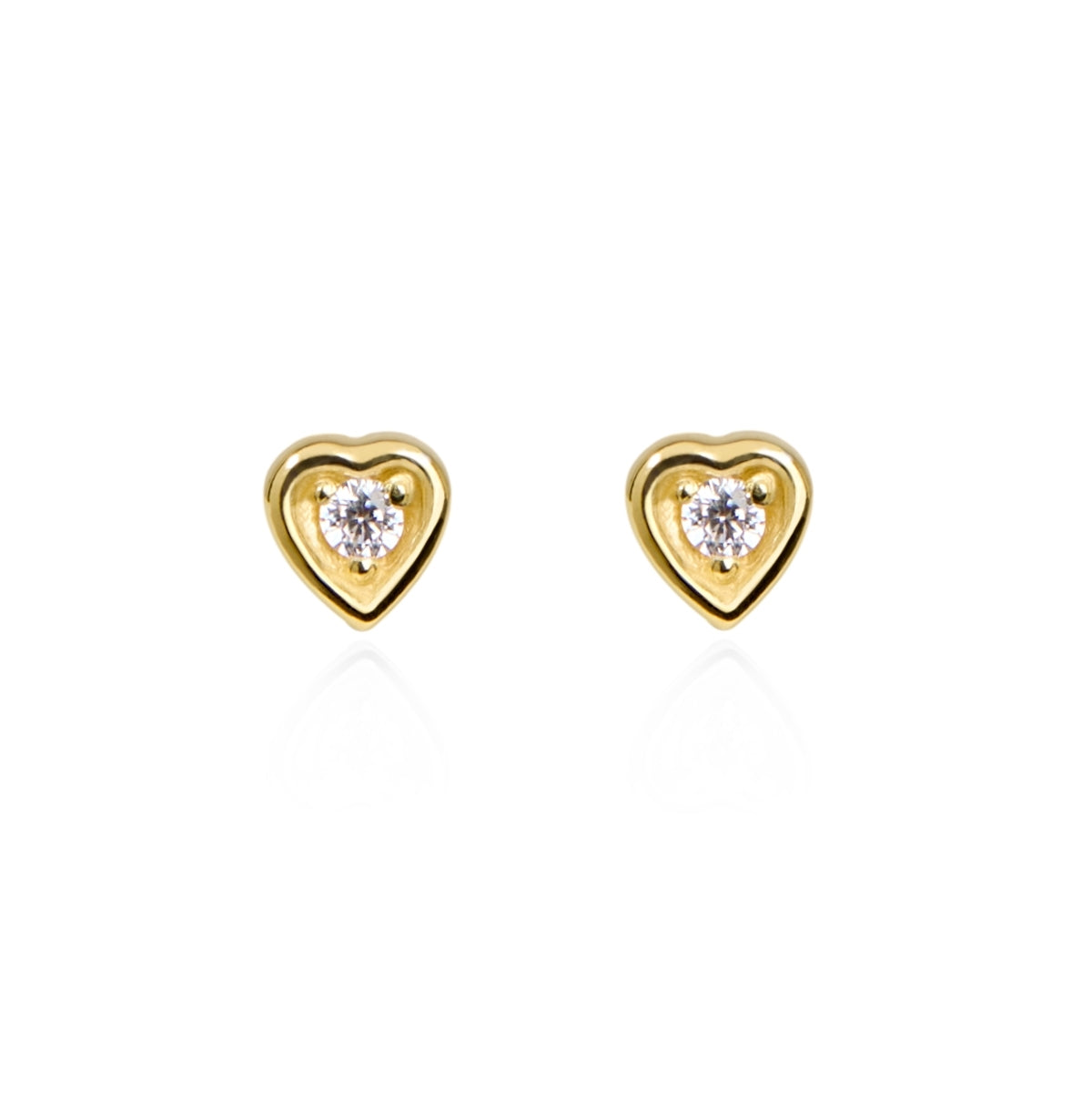 Argento Gold White CZ Heart Earring Set