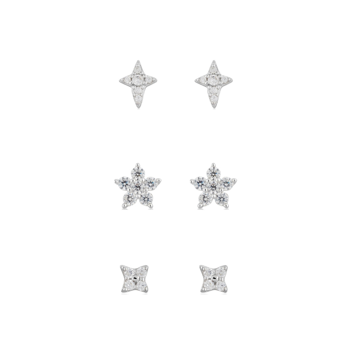 Argento Silver Floral Star Earring Set