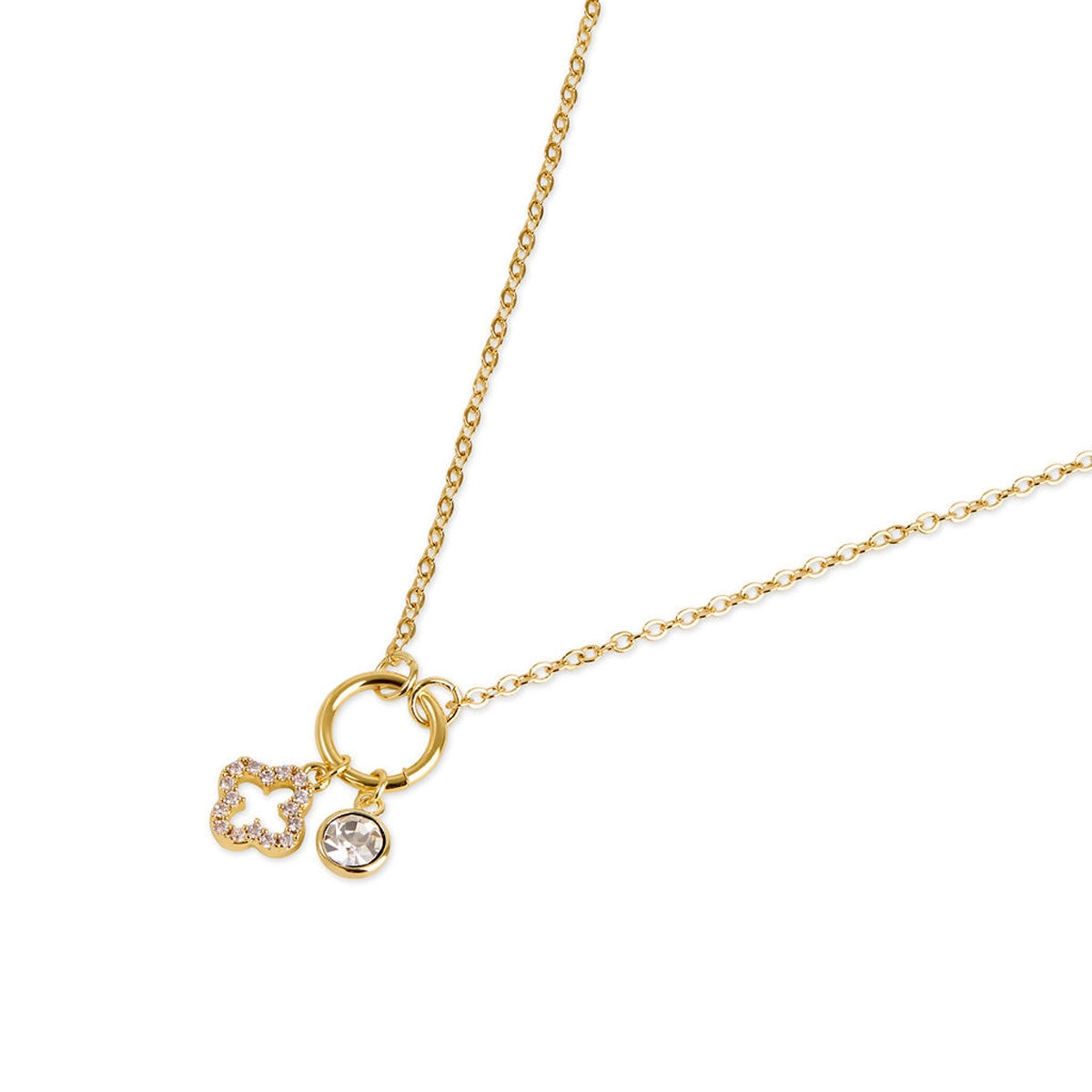 Karma Gold Pavé Clover Charm Link Necklace