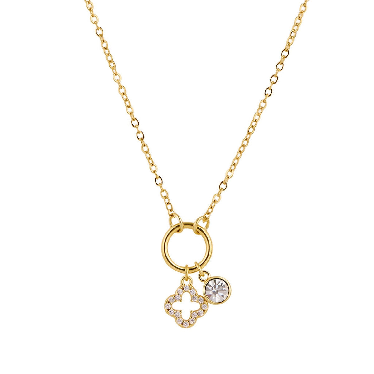 Karma Gold Pavé Clover Charm Link Necklace