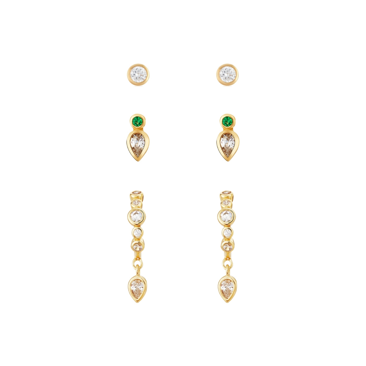 Argento Gold Pear CZ Earring Set