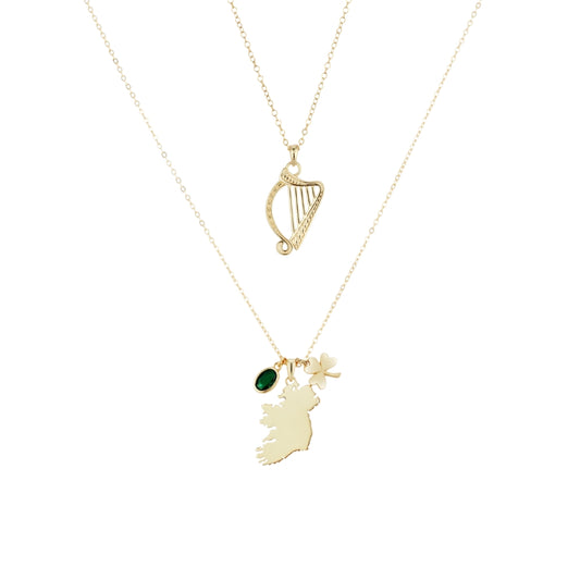 Argento Gold Ireland Harp Necklace Stack