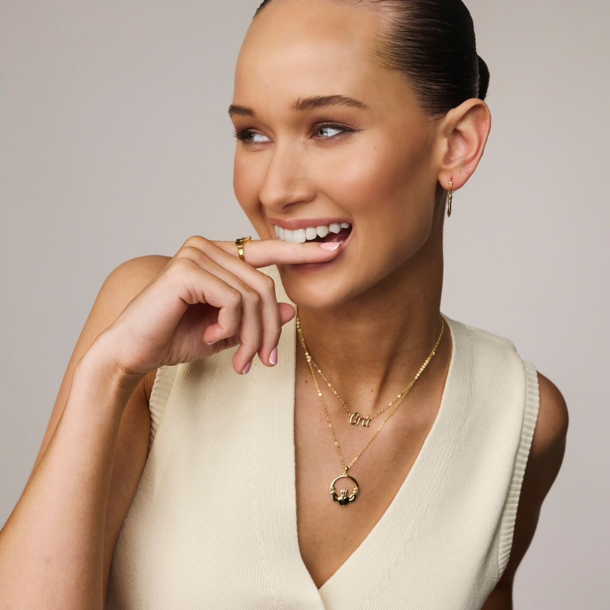Argento Gold Love Claddagh Necklace Stack