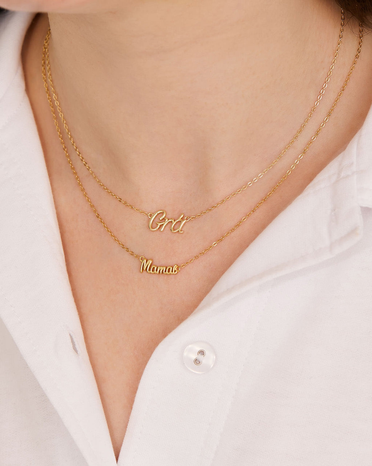 Argento Gold Love Mum Necklace Stack
