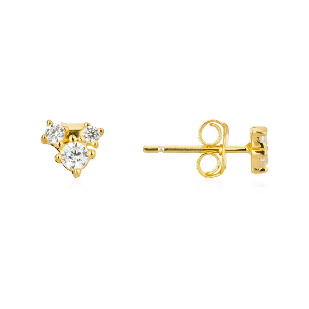 Argento Gold CZ Cluster Earring Stack