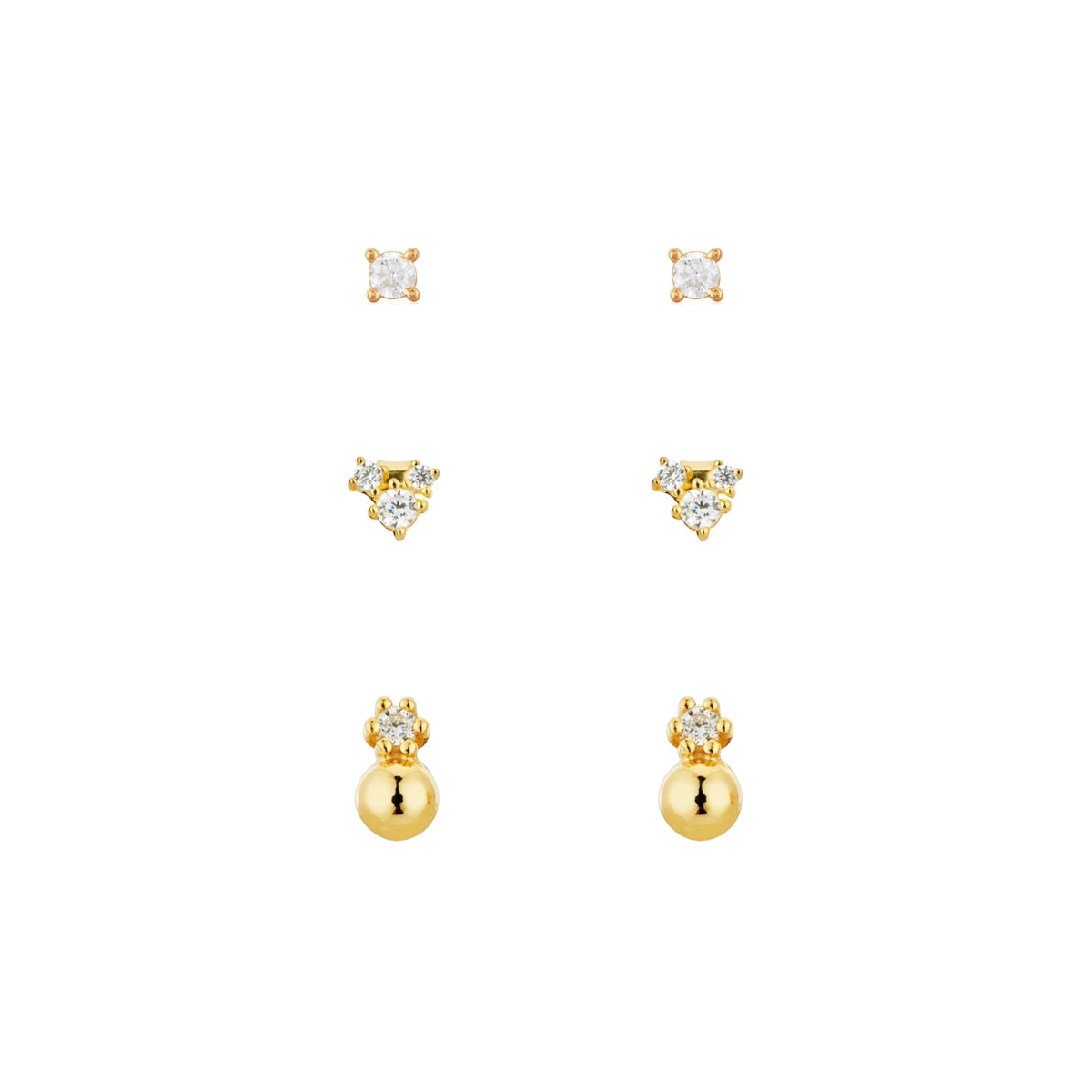 Argento Gold CZ Cluster Earring Stack