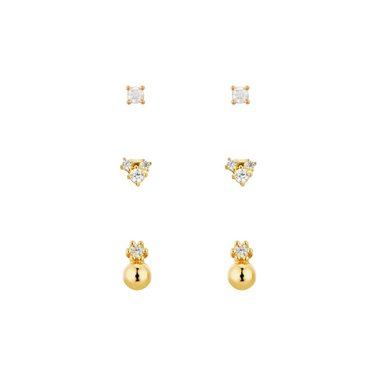 Argento Gold CZ Cluster Earring Stack