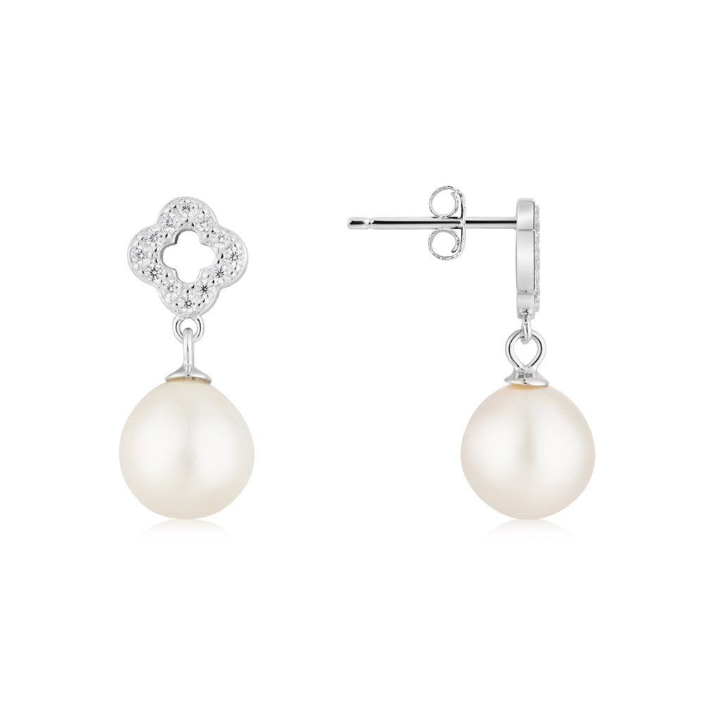Argento Silver Drop Pearl Earring Stack
