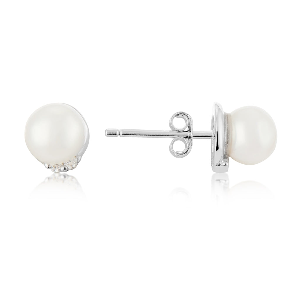 Argento Silver Drop Pearl Earring Stack