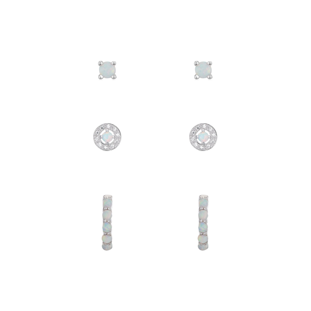 Argento Silver Opal Earring Stack
