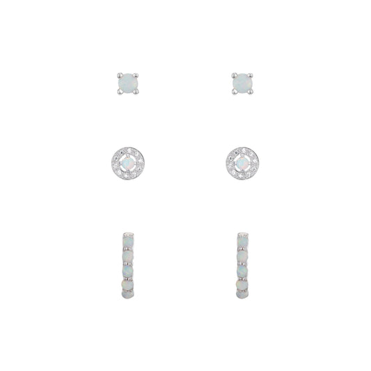 Argento Silver Opal Earring Stack