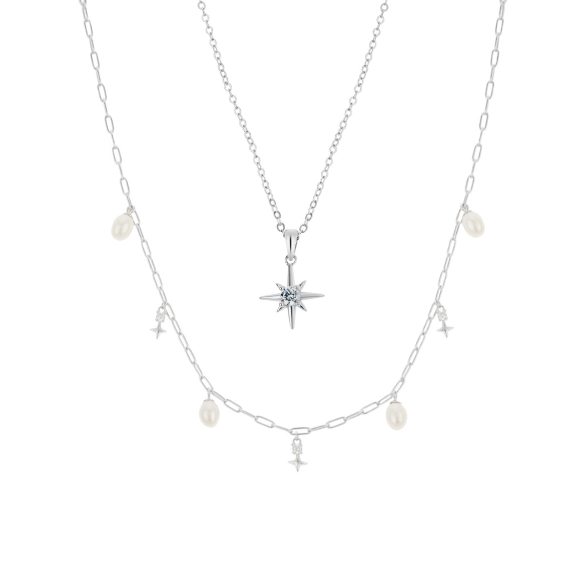 Argento Silver Midnight Star Necklace Stack