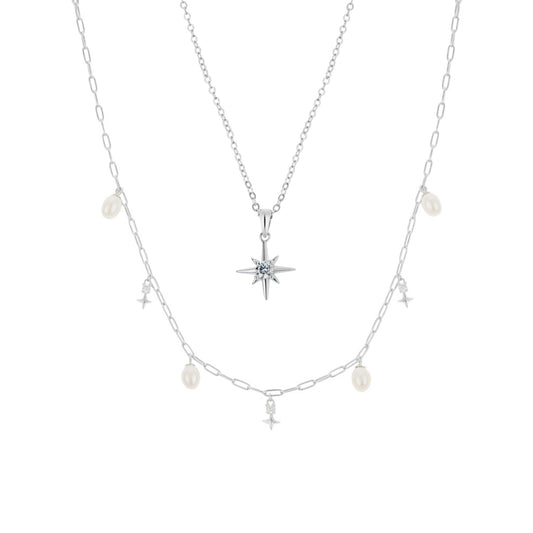 Argento Silver Midnight Star Necklace Stack