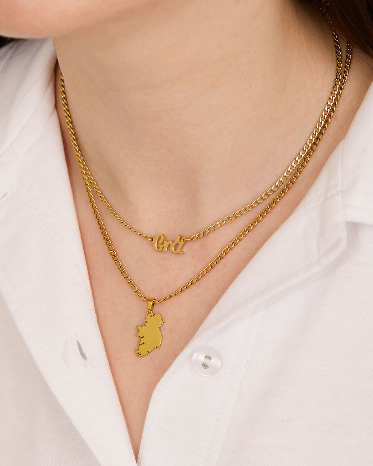 Over & Over Gold Stainless Steel Grá Ireland Necklace Set