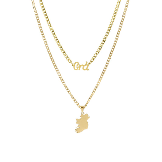 Over & Over Gold Stainless Steel Grá Ireland Necklace Set
