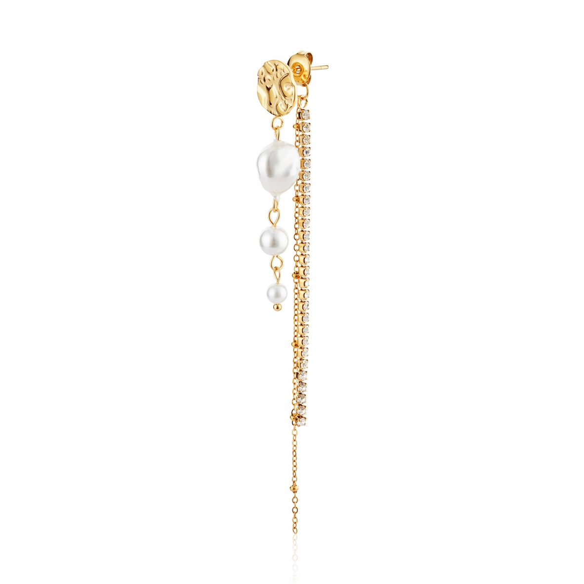Over & Over Gold Stainless Steel Sparkle Pearl Drop Earrings