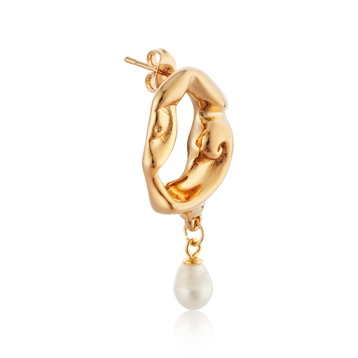 Over & Over Gold Molten Freshwater Pearl Drop Earring