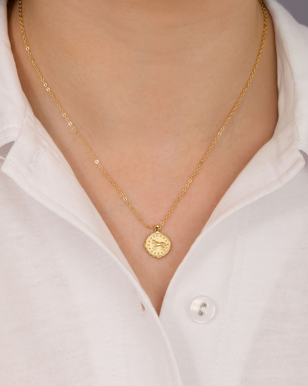 Argento Gold 14k Horse Coin Necklace