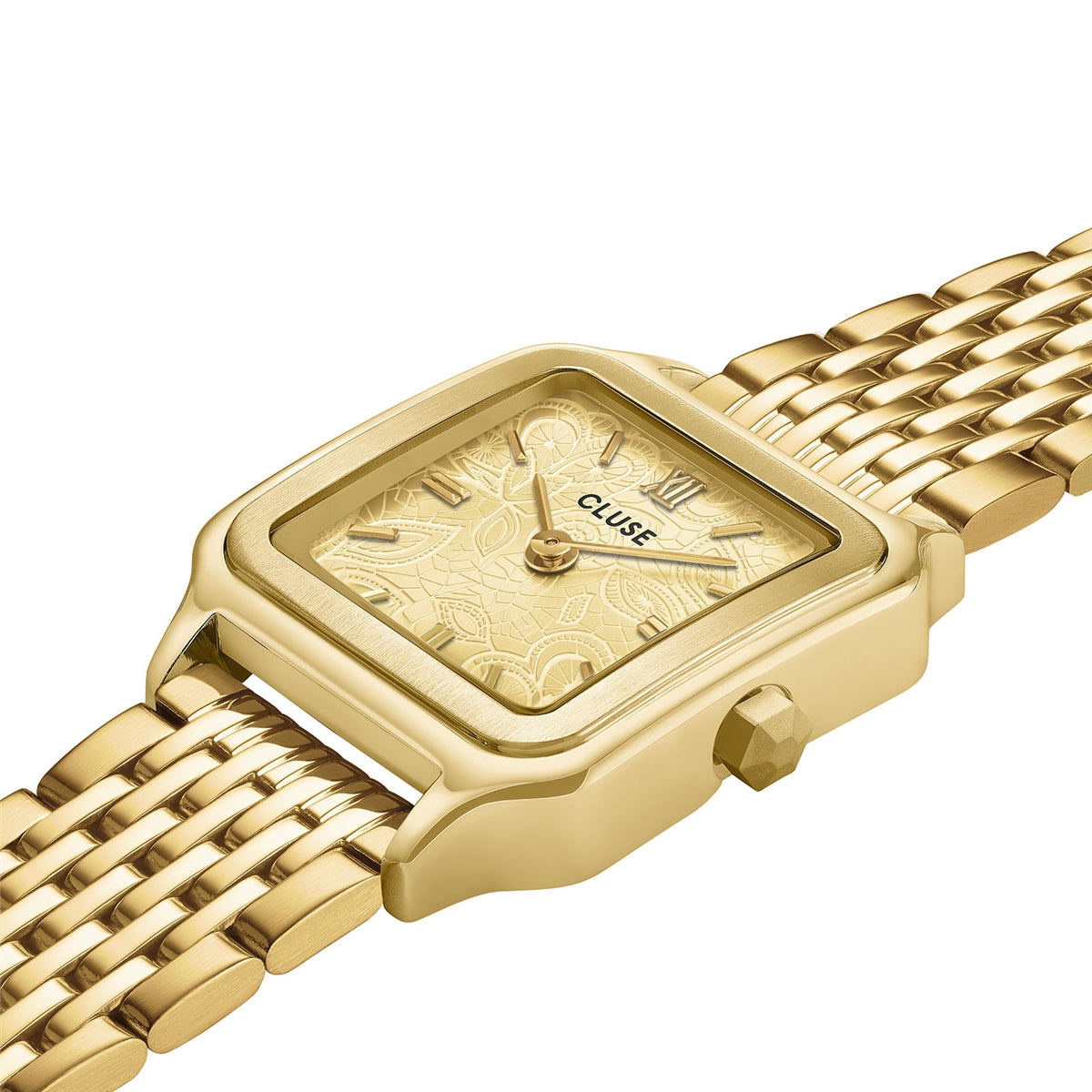 CLUSE Gold Gracieuse Petite Lace Square Watch