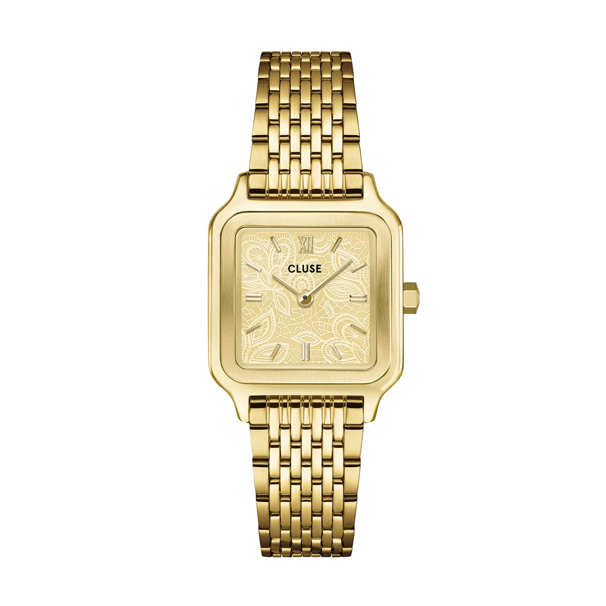 CLUSE Gold Gracieuse Petite Lace Square Watch