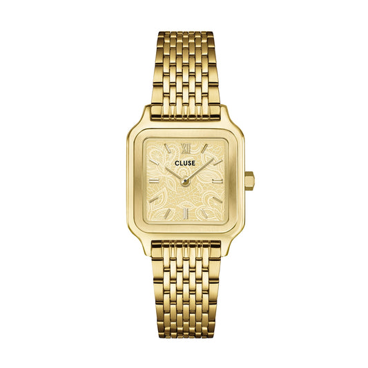 CLUSE Gold Gracieuse Petite Lace Square Watch