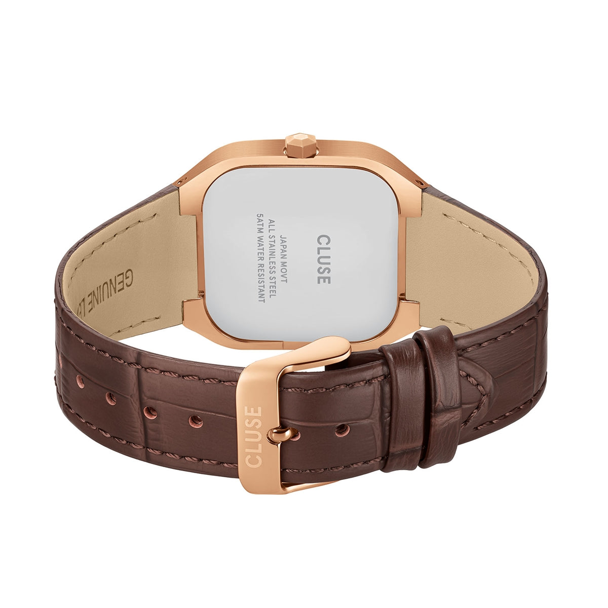 CLUSE Rose Gold Quadrus Multifunction Green Leather Watch