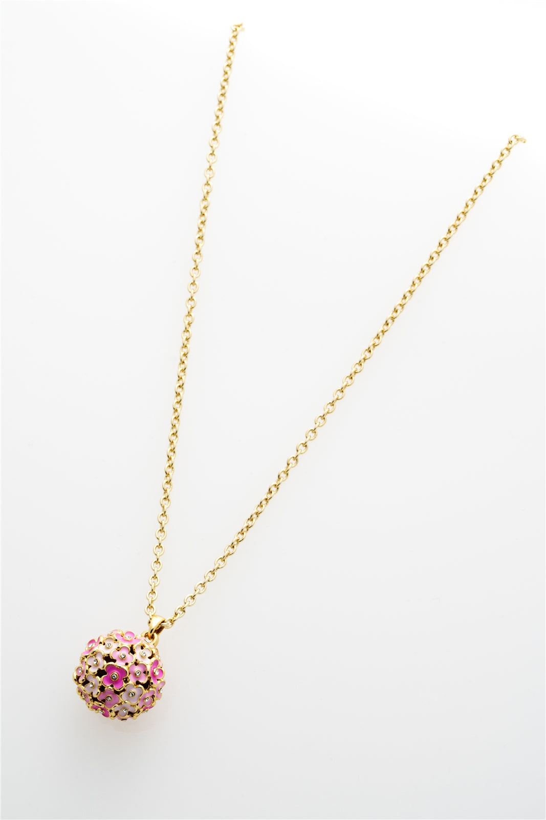 Ted Baker Gold Bonbon Bouquet Pink Flower Ball Necklace