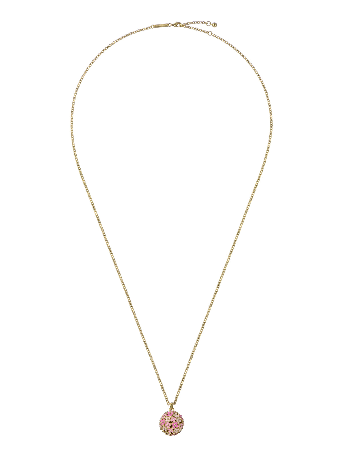 Ted Baker Gold Bonbon Bouquet Pink Flower Ball Necklace