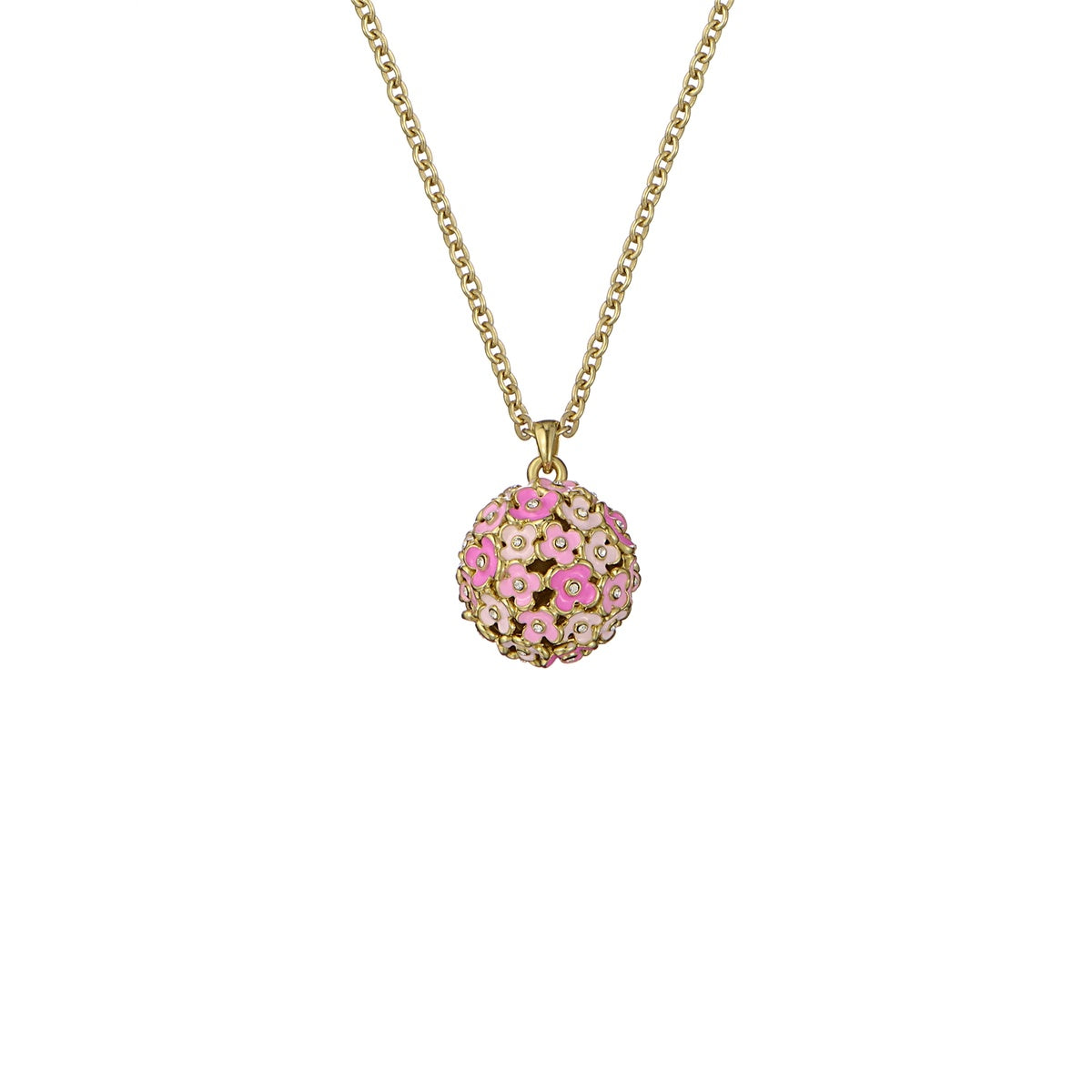 Ted Baker Gold Bonbon Bouquet Pink Flower Ball Necklace