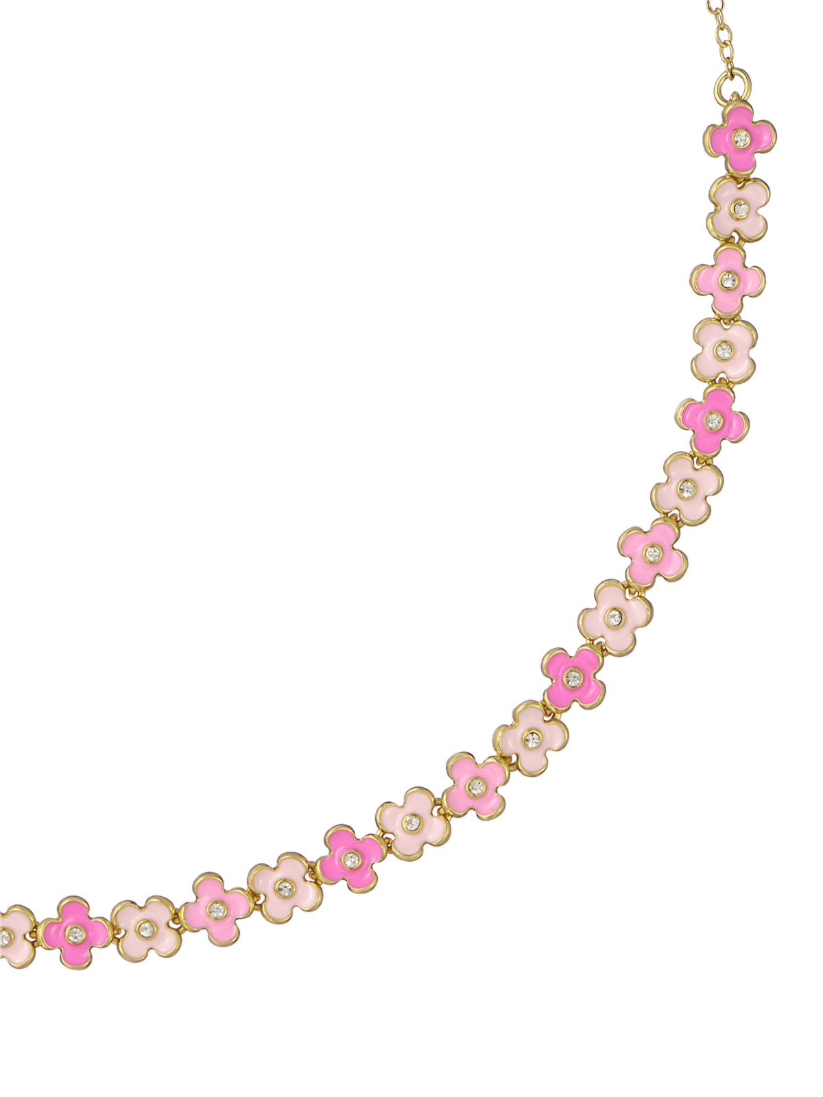 Ted Baker Gold Gabriella Garland Pink Enamel Flower Necklace