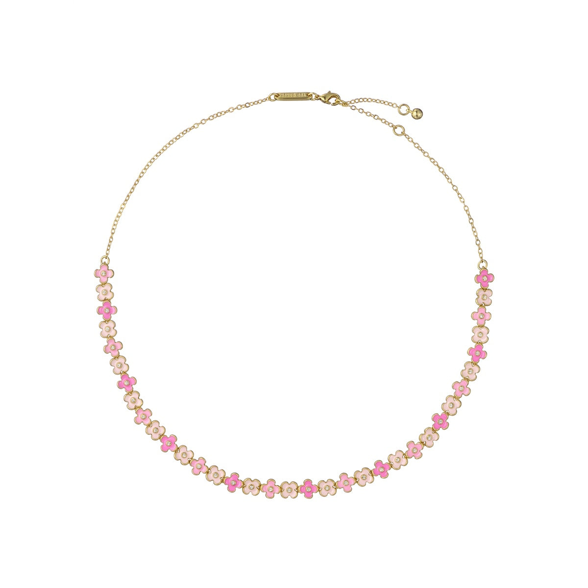 Ted Baker Gold Gabriella Garland Pink Enamel Flower Necklace