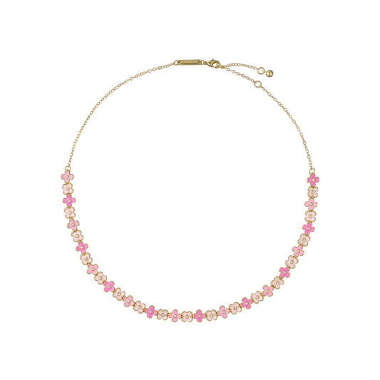 Ted Baker Gold Gabriella Garland Pink Enamel Flower Necklace