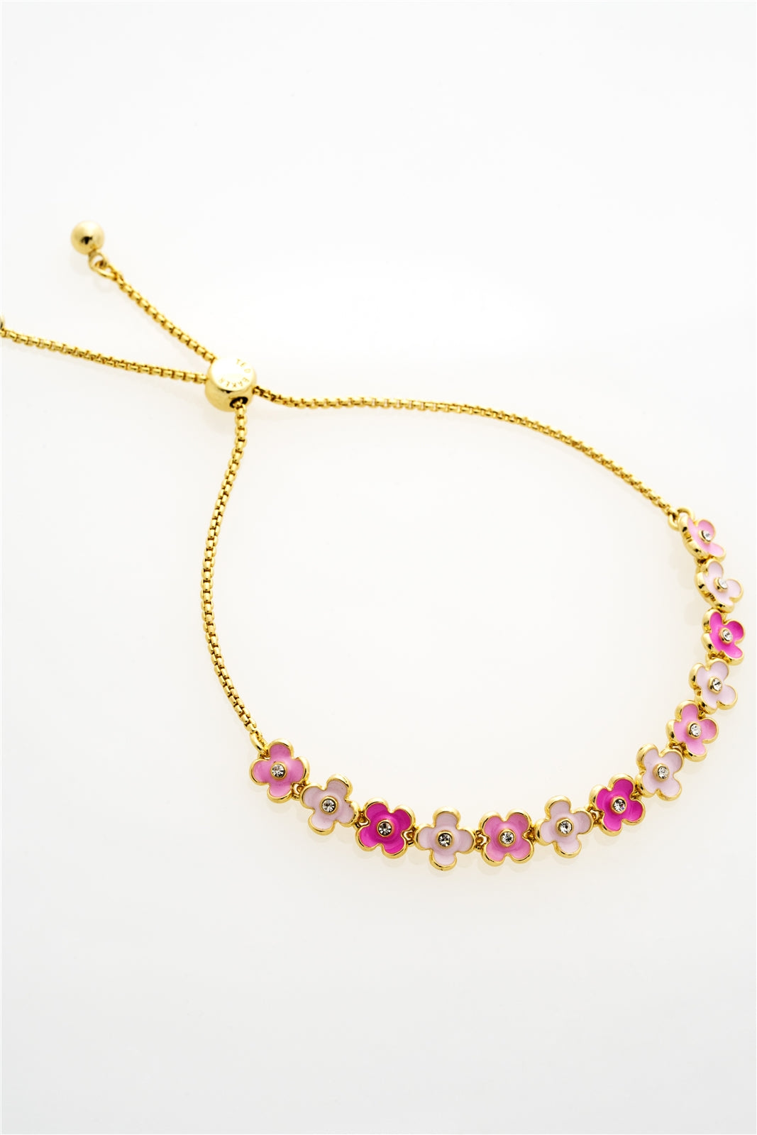Ted Baker Gold Gabriella Garland Pink Enamel Flower Slide Bracelet