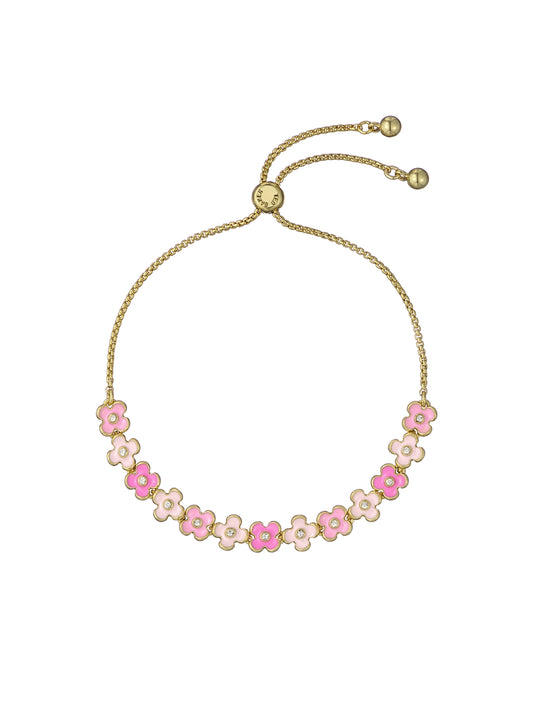 Ted Baker Gold Gabriella Garland Pink Enamel Flower Slide Bracelet