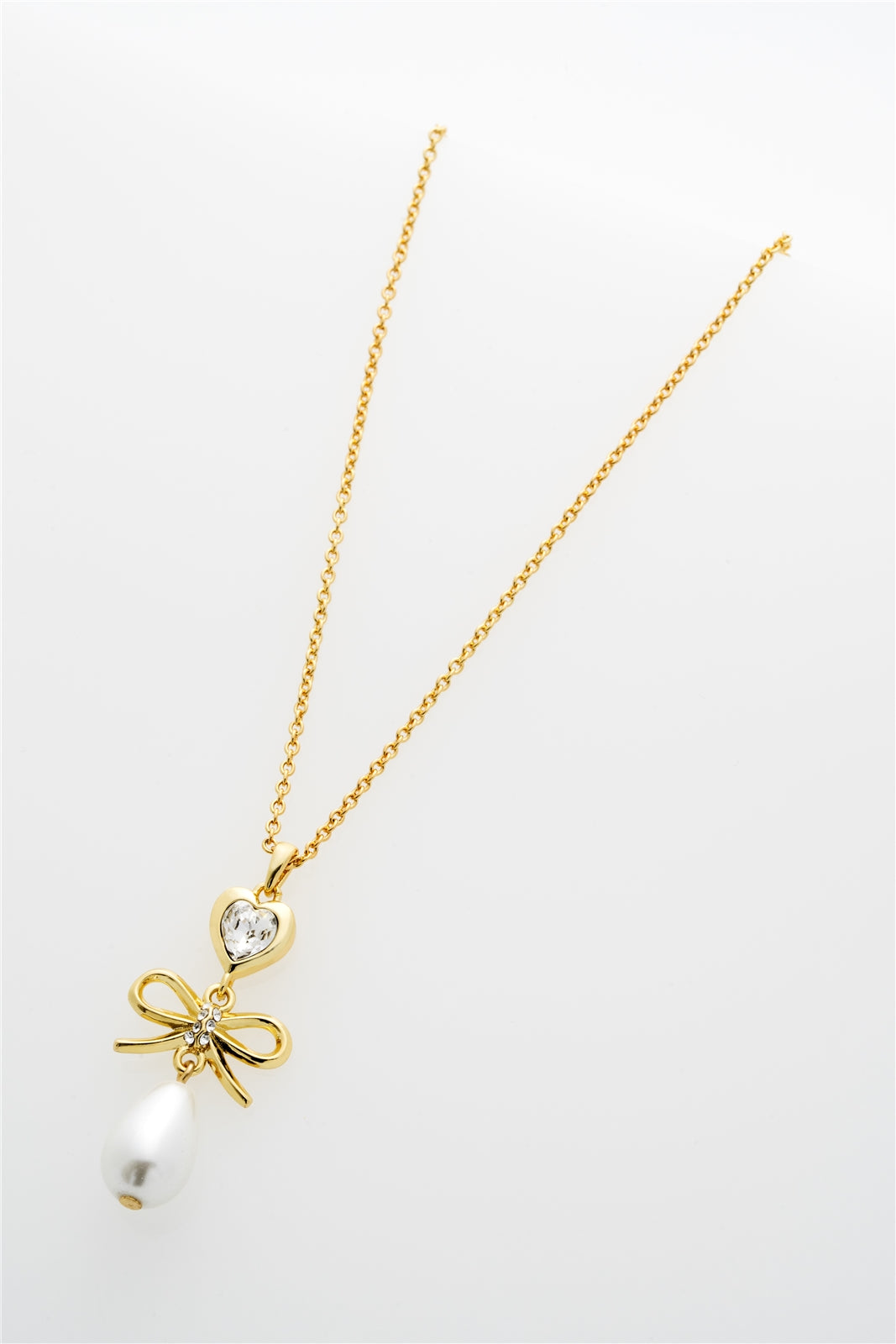 Ted Baker Gold Imogen Icon Charm Heart Bow Pearl Necklace