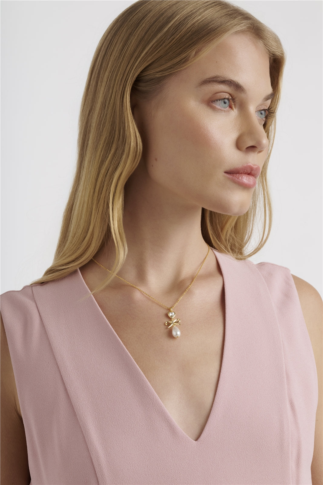 Ted Baker Gold Imogen Icon Charm Heart Bow Pearl Necklace