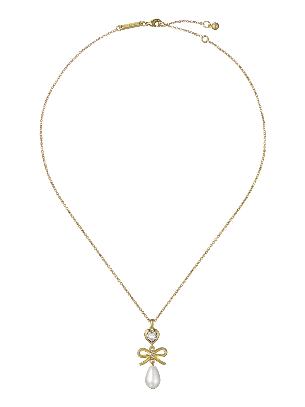 Ted Baker Gold Imogen Icon Charm Heart Bow Pearl Necklace